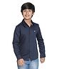 SpyBy Full Sleeves Cotton Shirt with Alphabet Embroidery - Blue