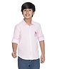 SpyBy Full Sleeves Cotton Striped Shirt with Astronaut Embroidery - Pink