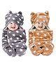 OyO Baby 3-in-1 Fleece Hooded Baby Blanket Wrappers Pack of 2 - Grey & Beige