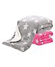 OYO BABY New Born Baby Blankets All Season Fluffy 2 Layered AC Wrapping Blanket  Pink and Grey Star Printed Pack of 2