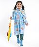 Tiara Full Sleeves Girl And Floral Printed Rain Shut With Pockets - Blue