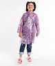 Tiara Full Sleeves Vehicle Printed  Rain Coat - Pink
