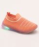 Priaansha Kids Solid Mesh Designed LED Slip On  Shoes - Orange
