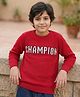 Pine Kids Full Sleeves Sweater With Champion Print - Red