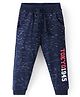 Babyhug Cotton Looper Knit Full Length Lounge Pant Text Print - Blue