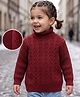 Babyoye Eco Conscious 100% Cotton Full Sleeves Sweater with Cable Knit Design - Red