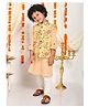 Lil Pitaara Full Sleeves Chevron Designed Kurta & Seamless Jaipuri Floral Printed Jacket With Pyjama - Yellow