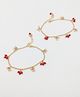 Lime By Manika Kum Kum Dangling Bead Anklets - Red Off White
