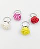 Lime By Manika Set of 4Floral Rings - Multi Colour