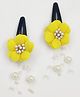 Lime By Manika Set Of 2 Pearl Dangle Flower Clips - Yellow