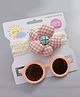 Kidofash Set Of 2 Flower Applique Embellished Headband & Sunglasses - Peach & Pink