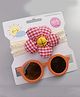 Kidofash Set Of 2 Flower Applique Embellished Headband & Sunglasses - Orange & Red