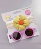 Kidofash Set Of 2 Flower Applique Embellished Headband & Sunglasses - Pink & Yellow