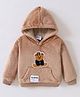 Kookie Kids Full Sleeves Hooded Sweat Jacket Teddy Applique - Brown