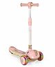 Dino Faced Glider Toddler 3 Wheel Foldable Kids Kick Scooter With Led Light Up Deck And Wheel With Music And 3 level Height Adjustment - Pink