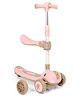 Dino Faced Unbreakable And Never Fall Down 2 in 1 Kids Scooter With Adjustable Height Music With Removable Seat And Non-Slip LED Deck And Wheel - Pink