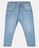 Etched Design Solid Jeans Pant - Light Blue