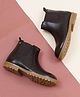 Toothless Slip On Style Solid Colour Boots - Dark Brown