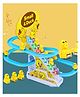 AKN TOYS Duck Slide Toy Set Funny Automatic Stair Climbing Ducklings Cartoon Race Track Set Little Lovely Duck Slide Toy Escalator Toy with Lights & Music - Yellow