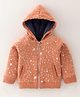 Yellow Apple Full Sleeves Stars Printed Hooded Sweat Jacket - Orange