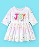 ORRIGANY Full Sleeves Striped Frock Text Print - White