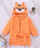 Babyhug Full Sleeves Woven Terry Tiger Faced Hooded Bath Robe - Orange