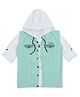 CAVIO Full Sleeves Be Unique Earth Printed Hooded Tee With Solid Shirt Style Jacket - Sea Green