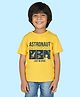 NUSYL Half Sleeves Astronaut Text Printed Tee - Yellow
