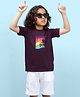 NUSYL Half Sleeves  Paradise Text Printed And Beach Theme Printed  T Shirt - Wine