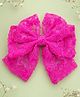 Knotty Ribbons Floral Designed Tulle Lace Sailor Bow Embellished Alligator Hair Clip - Fuschia Pink