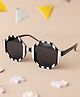 Knotty Ribbons Unisex Striped Hexagon Sunglasses- Black & White