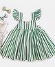 Halemons Breathable Cotton Frill Cap Sleeves Awning Striped Fit & Flare Dress - Sea Green