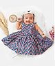 Halemons Sleeveless Chevron Shoulder Tie Up Fit & Flare Dress - Blue