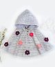 Halemons Flower Embroidered & Lace Embellished Hooded Poncho - Lavender