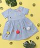Nauti Nati Half Sleeves Fruit Embroidered Fit & Flared Dress  - Blue
