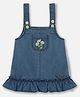 Nauti Nati Sleeveless Square Neck Floral Embroidered Denim Pinafore Dress - Blue