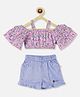 Nauti Nati Cold Shoulder Sleeves Floral Printed Top With Shorts - Blue