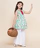 AJ Dezines Sleeveless Abstract Chevron Designed Flared Kurta With Sharara - Green