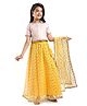 Pine Kids Half Sleeves Chevron Embroidered Choli & Lehenga with  Dupatta Set- Yellow