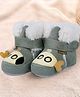 Baby Moo Submarine Velcro Closure Furry Booties - Green