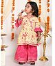 LIL PITAARA Pure Cotton Three Fourth Frill Sleeves Floral And Bandhej Printed Kurti With Sharara - Pink