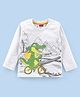 Babyhug 100% Cotton Knit Full Sleeves T-Shirt Croc Graphics Print - White Melange