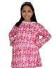 Kiddopanti Full Bell Sleeves Ikat Style Moroccan Printed Laced Embellished Kurta - Red