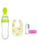 Kritiu Baby Non-Toxic Food-Grade Silicone Food Feeder Printed And Fingure Toothbrush With Case Combo- Multicolor