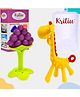 Kritiu Baby Giraffe Shape Silicone Teether Toy & Stand Teether Combo Pack Of 2 - Multicolour