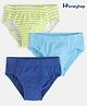 Honeyhap Premium Cotton Elastane Super Soft Stretchable Briefs With Silvadur Finish Solid & Stripes Pack Of 3 - Navy Peony Tender Shoots & Bachlor Button