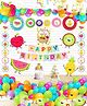 Untumble Fruit Theme Paper Fan Kit For Kids Birthday Party Combo Pack Multicolor - Pack of 56