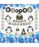 Untumble Penguin Theme Birthday Decoration Paper Fan Kit For Kids Blue - Pack of 56