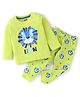 Babyhug Cotton Knit Full Sleeves Lion Printed Night Suit - Green