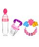 Domenico Combo of Fruit And Food Nibbler Spoon Feeder and Rattle Teether- Pink